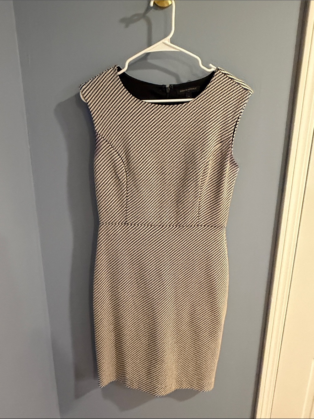 Banana Republic Black and White Striped Midi Sheath Dress